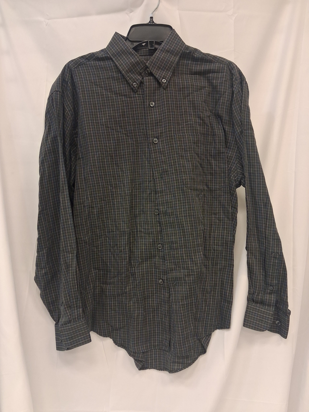 Men's Long-Sleeve Plaid Button-Down Shirt - Dark Green